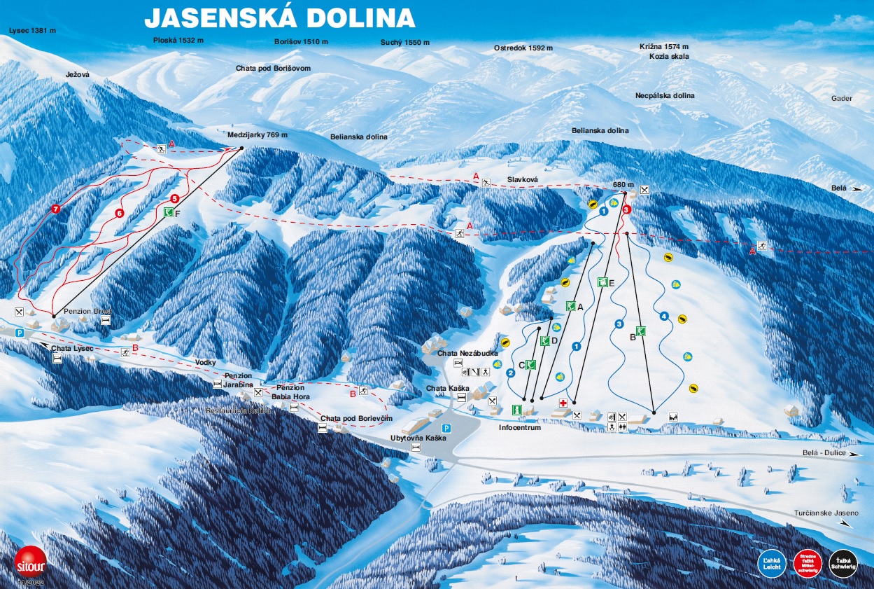 Lyžiarska mapa - Jasenská dolina
