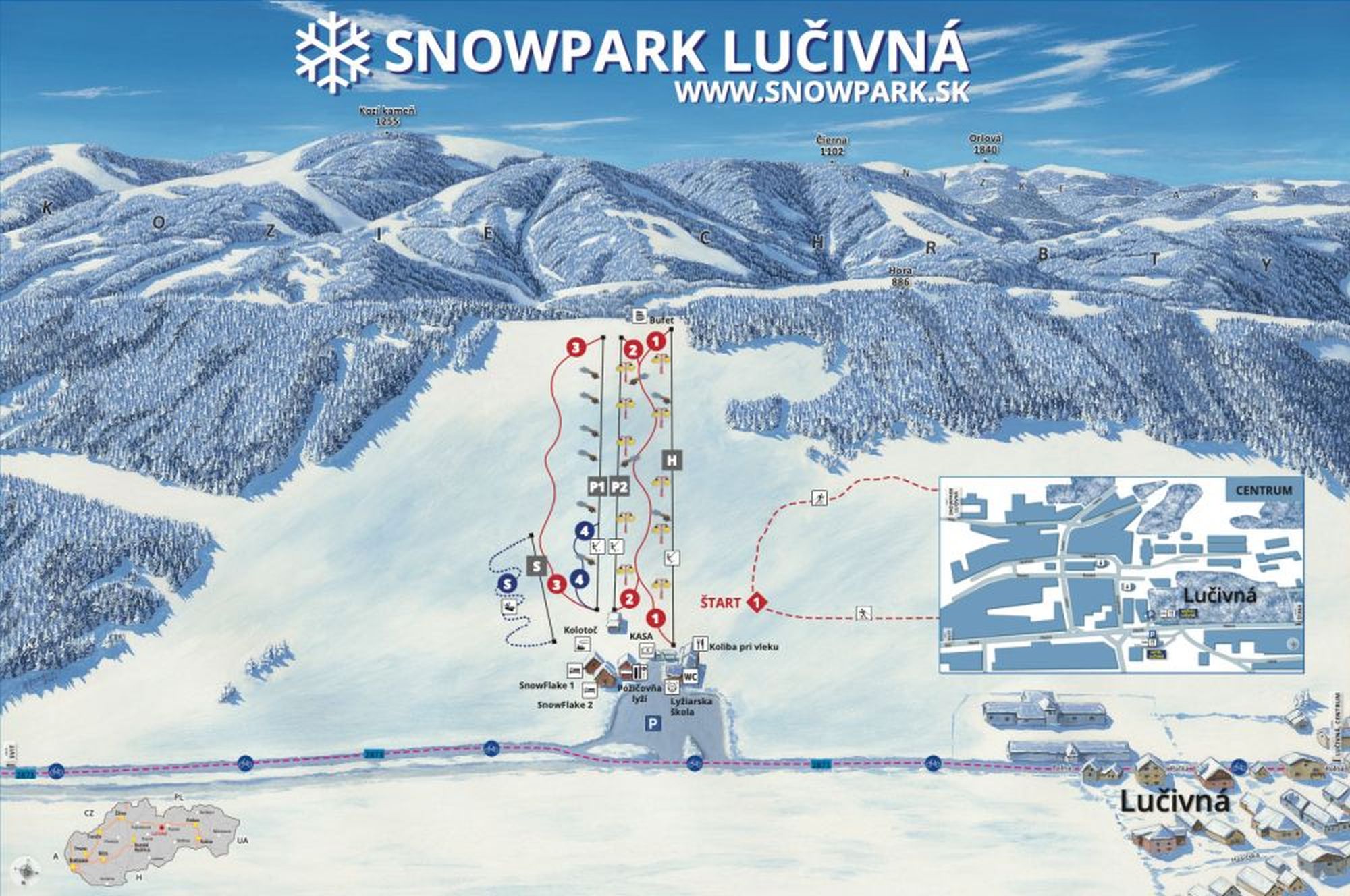 Lyžiarska mapa Snowpark Lučivná